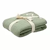 Bibs Muslin Swaddle Pucktücher, Wickeltuch, Decke für Neugeborene, Tragetuch, 100% Bio-Baumwolle, 120x120 cm, Sage