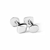 DAVIDOFF ESSENTIALS Mini Manschettenknöpfe Silber – rhodinierte Messing Manschettenknöpfe quadratisch – stilvolle Herren Accessoires für schlichte Eleganz