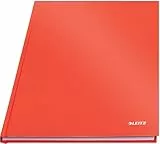 Leitz A4 Notizbuch kariert, 160 Seiten, 80 Blatt FSC zertifiziertes 80 g/m² Papier, Stabiler, kratzfester Hardcover-Einband, Für Büro, Schule oder als Tagebuch, Solid Serie, Hellrot, 46640020