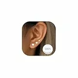 RAJPUTANA 3 Paare Kleine Ohrringe Sterling Silber für Damen Set Hypoallergen Ohrstecker Silber 925 Zartes Herz Ohrstecker Ohrringe Set für Mehrere Piercings