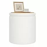 WOLTU Hocker mit Stauraum, klappbarer Sitzhocker mit abnehmbarem Deckel, runder Fußhocker aus Teddyfleece und MDF, für Wohnzimmer Schlafzimmer Flur, φ40,5 x H43 cm, Weiß