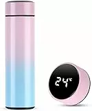 Flintronic Thermosflasche, 500ml Vakuum Isolierbecher Trinkflasche aus 304 Edelstahl, Wasserflasche mit LED-Touchscreen Temperaturanzeige, Edelstahl Trinkflasche Auslaufsicher, BPA-Frei