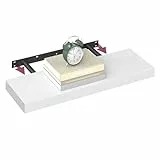 VASAGLE Wandregal, Schweberegal, Regalbrett, 20 x 60 x 3,8 cm, Wandboard für Bilderrahmen, Deko, Regal für Wohnzimmer, Arbeitszimmer, Küche, schneeweiß LWS026WE01