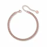 GD GOOD.designs Fußkettchen Panzer für Damen in Rosegold - Wasserfeste Fußkette verstellbar (22-27cm) I Rosegoldener Edelstahl Fußschmuck für Frauen
