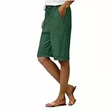 Shorts Damen Sport Kurz Sportshorts Trainingshose Locker Atmungsaktive Laufshorts Jogginghose Yogahose Running Kurze Hosen Gym Shorts Knielang mit Taschen Loose Fit Strandhose Outdoorhose_