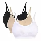 Vertvie Womens Strech Duenn Ohne Buegel Push up Yoga Sports BH Bra Top Set Fuer Fitnesstraining Polsterung 3St(Größe XL/Etiketten 2XL, Weiß+Hautfarbe+schwarz)