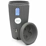 YourCasa Regentonne 240 Liter [RainCatcher] Regenfass Frostsicher aus Kunststoff mit [Messing] Wasserhahn - Regenwassertonne - Regenwassertank Garten (Grau)