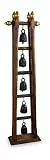 livasia Asiatisches Glockenspiel mit 5 Glocken Bronze Teakholzständer (Handarbeit)