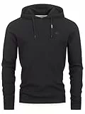 Indicode Herren INMarto Sweatshirt mit Kapuze | Kapuzenpullover Hoodie für Männer Black, L