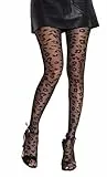 Generisch Damen Strumpfhosen mit Leopard Muster Leo Muster Leopardenmuster Schwarz 40 DEN (DE/NL/SE/PL, Numerisch, 36, 38, Regular, Regular, Schwarz)