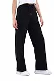 COMEOR Jogginghose Damen - Sporthose Lang Baumwolle Traininghose Lockere Sweatpants mit elastischem Bund und geradem Bein (Schwarz L)