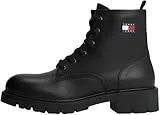 TOMMY JEANS Damen Mid Boot Stiefel Lace Up aus Leder, Schwarz (Black), 40