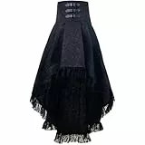 CR ROLECOS Damen Renaissance Steampunk Damen Knielang Gothic Goth Skirt Festival Piraten hoher Taille Schwarz M