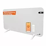 Könighaus 600W Smart Dual-Infrarotheizung V2 - Standgerät/Wandmontage - WLAN App-Steuerung mit Fernbedienung - Heizkörper inkl. Handtuchhalter, Standfüße & Befestigung Farbe: Weiß