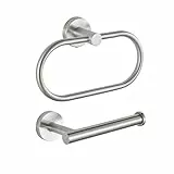 Toilettenpapierhalter/Handtuchring, Eolax Nickel gebürstet Bad-Accessoires, Perforierter Rollenhalter und Handtuchhalter aus Edelstahl, Wandmontage, 2 Stück