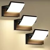 GXXG 3 Stück 40W LED Wandleuchten Aussen/Innen, Wasserdicht IP65 Außenwandleuchten Modern Wandleuchte mit Schwenkbar LED Panel Wandlampe Außen für Garten Eingang, 4000 Lumen, Schwarz, Warmweiß 3000K