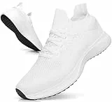 Giniros Sneaker Herren Schuhe Laufschuhe Sportschuhe Turnschuhe Running Tennis Freizeit Straßenlaufschuhe Leichtgewichts Atmungsaktiv Walkingschuhe Outdoor Fitness Jogging Hallenschuhe Weiß 43EU
