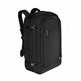 Amazon Basics 40L Reiserucksack, Handgepäck-Kabinentasche (51x38x20cm), Gepolsterte Träger, 17' Laptop-Fach, Organisierte Taschen - Schwarz