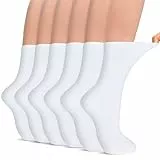 GRPSKCOS Diabetiker Socken Herren 6 Paar Komfortbunud Baumwoll Socken Ohne Gummibund Socken für Herren Damen Diabetiker（Weiß 39-42）