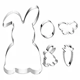 Osterhasen Ausstecher Ostern Set, 5 Stück Hasen Ausstechformen Groß aus Edelstahl, Hase Plätzchenform Keksausstecher Hasenausstecher
