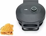 Wilfa JOY Single Waffeleisen I 900 Watt I 18cm große Herzwaffeln I 5 Temperaturmodi I Mit Alarm-Glocke I Inkl. Teig-Löffel (schwarz)