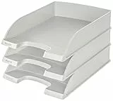 Leitz Briefkorb Standard A4, 3er Pack, Briefablage in Premium-Qualität, Stapelbares Ablagefach als Schreibtisch-Organizer, Kombinierbar mit Plus-Serie, Grau, 52270085