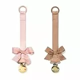 Elodie Details Schnullerkette 2er Pack, aus Stoff und Edelstahl Clip, für Baby Junge und Mädchen, Universal Silikonring, Passend für Alle Schnuller - Powder Pink/Soft Terracotta, Rosa