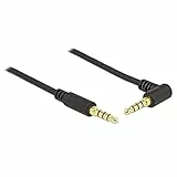 Delock Klinkenkabel 3,5 mm 4 Pin Stecker  Stecker gewinkelt 3 m Schwarz (85616)