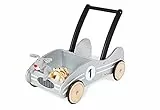 Pinolino Lauflernwagen Kimi, aus Holz, mit Bremssystem, Lauflernhilfe mit gummierten Holzrädern, für Kinder von 1 – 6 Jahren, silber