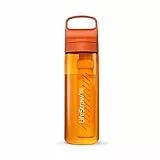 LifeStraw Go Serie - BPA-freie Trinkflasche mit Wasserfilter 650ml für Reisen und den täglichen Gebrauch - entfernt Bakterien, Parasiten, Mikroplastik + verbessert den Geschmack, Kyoto Orange (orange)