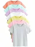 NEXT Mädchen Einfarbige T-Shirts in Pastelltönen, 7er-Pack Multi Pastell Einfarbig 134