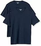 Amazon Essentials Herren Kurzärmeliges T-Shirt mit Rundhalsausschnitt aus Baumwolle – Regular Fit, 2er-Pack, Marineblau, 4XL Große Größen