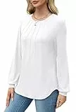 WIHOLL Pullover Damen Elegant Langarmshirt Rundhals Tunika Locker Sweatshirts Langarm Oberteil Tshirt Herbst Winter Weiß L