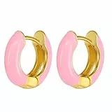 Aroncent Creolen Ohrring Damen Ohrstecker: 1 Paar Pink Ohrringe Silber 925 für Damen Frauen Mädchen Elegante Rundform für zeitlose Stil Aussagen Elegante Rundform für zeitlose Stil Aussagen