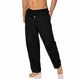 Amazon Essentials Herren Gewebte Straight-Fit Pyjamahose Mit Taschen, Schwarz, L
