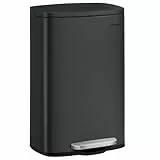 SONGMICS Mülleimer Küche, 50 Liter, Abfalleimer, Treteimer, mit Deckel, Softclose, Fußpedal, Stahl, Inneneimer, schwarz LTB050B02