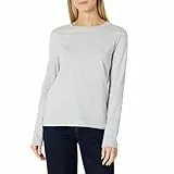 Amazon Essentials Damen Regular Fit T-Shirt Mit Rundhalsausschnitt Aus 100% Baumwolle, Hellgrau Meliert, L