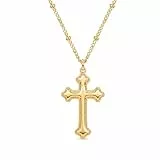 Jenosy Damen Gold Kreuzkette - Personalisierte Kette mit Kreuz Anhänger, Hypoallergene 18K Vergoldete Kette, Modeschmuck für Frauen und Mädchen