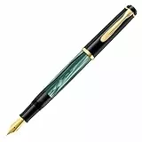Pelikan Füllhalter Classic 200, Grün-Marmoriert, Feder M (mittel), hochwertiger Kolbenfüller im Geschenk-Etui, 994103