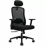 Milacyee Bürostuhl, Bürostuhl Ergonomisch, Schreibtischstuhl Bequemer, Höhenverstellung, Atmungsaktiver Mesh-Stuhl, Drehstuhl hat 90° 110° 130° Abschließbar, Belastung bis 150KG Netzstuhl