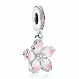 LaMenars Cherry Blossom Dangle Charm für Armbänd 925 Sterling Silber Bead Women Charms Mother's Day Birthday Anniversary Jewelry for Girls Wife