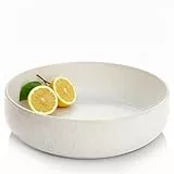Sänger | Servierschale Korfu, Große Schale aus hochwertigem Steingut Handmade, Salatschale & Obstschale Creme mit sandiger Maserung | Mediterrane Dekoschale Bowl Obstkorb 4L | PREMIUM COLLECTION