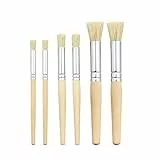 6 Stück Schablonierpinsel Borstenpinsel Set Pinsel Set Schule Holzschablonenpinsel Naturborsten Für Acrylen, ölgemälde, Aquarelle