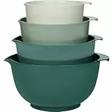 BoxedHome 4-teiliges Rührschüssel Set aus BPA-freiem Kunststoff, Grün - mit Ausgießer, rutschfestem Boden und Griff, stapelbar, spülmaschinen- und mikrowellengeeignet, ideal für Backen und Kochen