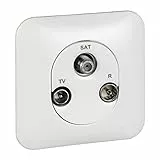 Schneider Electric - Ovalis – Steckdose TV/FM/SAT – 2 Eingänge hinten mit Platte weiß – S260460