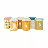 Babymoov ISY BOWLS Behälter für Babynahrung aus robustem, temperarturbeständigem Glas - zum Aufbewahren/ Einfrieren von Babybrei, 6x 250ml