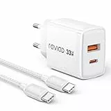 RAVIAD 33W USB C Ladegerät GaN Netzteil, 2-Port [USBC + USBA] PD Schnellladegerät mit USB C Kabel 2M, USBC Stecker für iPhone 16 15 Pro Max, Galaxy S25 S24 S23 Ultra, iPad Pro, MacBook Air