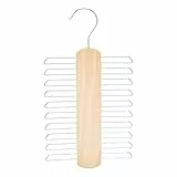 Amazon Basics Holz-Krawatten- und Gürtelhalter mit 20 Stangen, 2 Stück, 1er-Pack, Doppelpack, Natur