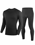 YESWEL 100% Merino Unterwäsche Herren Set, Weich Winter Thermounterwäsche, Warme Merinowolle Skiunterwäsche, Langarm Shirt und Hose Funktionsunterwäsche (Schwarz,S)