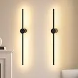 ZMH 2ER LED Wandleuchte innen Wandlampe - Flurlampe Schwarz 60CM Modern Schwenkbar Design Küchenlampe 3000K Warmweiß Up Down Indirekt Treppenhauslampe für Wohnzimmer Schlafzimmer Flur Treppenhaus Bett